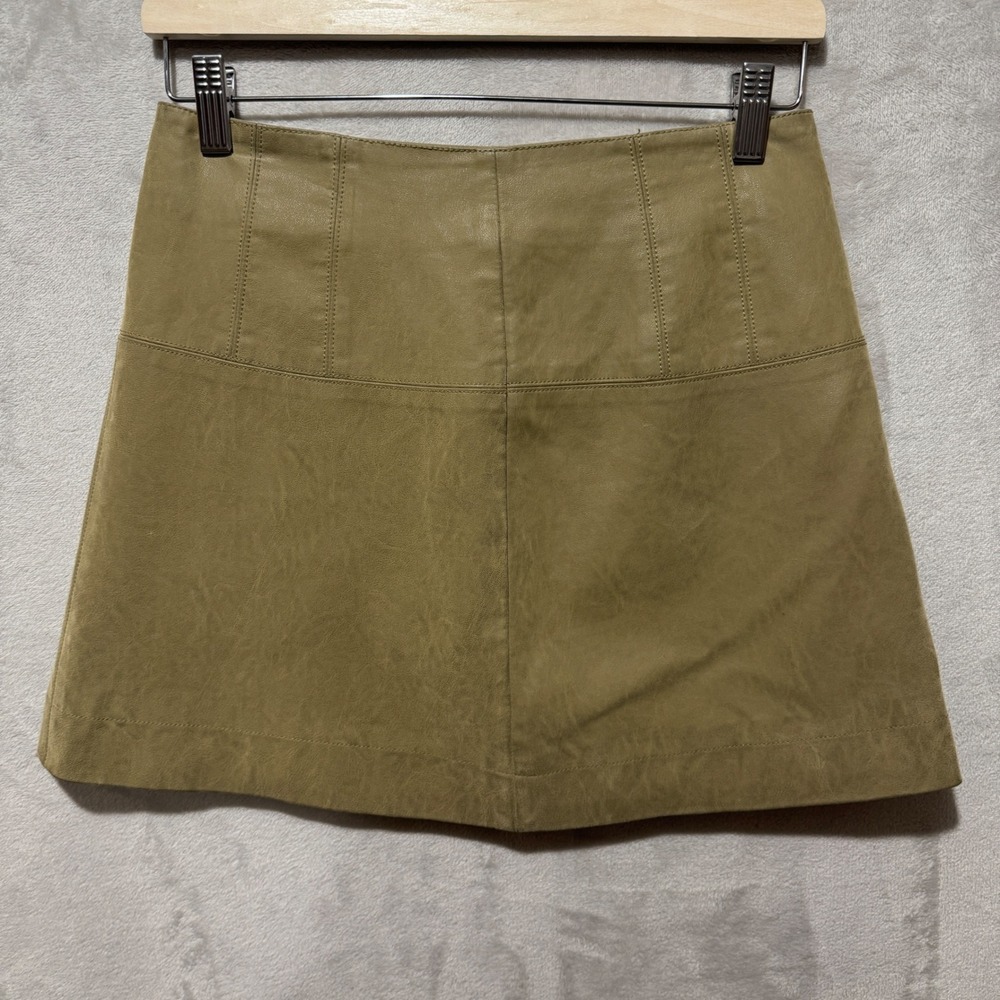 Free People Vegan Faux Leather Mini Skirt Tan Beige Size 6